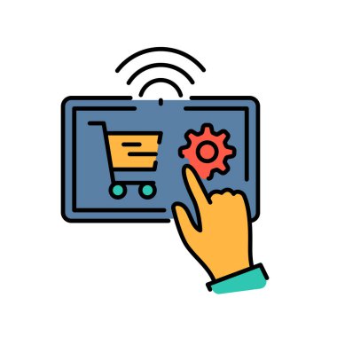 Dijital ve yazdırma projeleri için e-ticaret renk düz simgesi. Uygulamalar ve web siteleri için en az temiz simgeler. UI UX ve markalaşma için modern basit simgeler