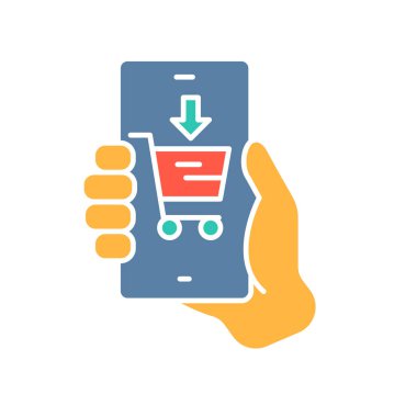 Dijital ve yazdırma projeleri için e-ticaret renk düz simgesi. Uygulamalar ve web siteleri için en az temiz simgeler. UI UX ve markalaşma için modern basit simgeler