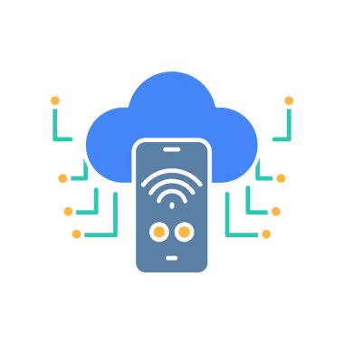 Dijital ve yazdırma projeleri için IOT renk düz simgesi. Uygulamalar ve web siteleri için en az temiz simgeler. UI UX ve markalaşma için modern basit simgeler