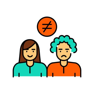 Dijital ve yazdırma projeleri için etnik eşitsizlik renk çizgisi simgesi. Uygulamalar ve web siteleri için en az temiz simgeler. UI UX ve markalaşma için modern basit simgeler