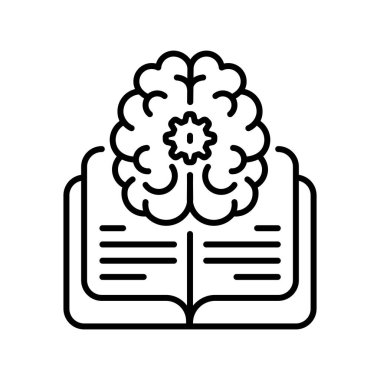 Dijital ve yazdırma projeleri için makine siyah çizgi simgesi öğreniyor. Uygulamalar ve web siteleri için en az temiz simgeler. UI UX ve markalaşma için modern basit simgeler