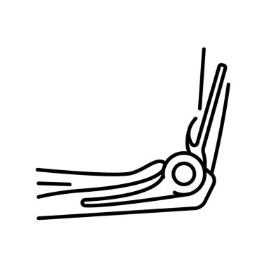 Dijital ve yazdırma projeleri için dirsek siyah çizgi simgesi. Uygulamalar ve web siteleri için en az temiz simgeler. UI UX ve markalaşma için modern basit simgeler