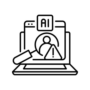Dijital ve yazdırma projeleri için dolandırıcılık tespit siyah çizgi simgesi. Uygulamalar ve web siteleri için en az temiz simgeler. UI UX ve markalaşma için modern basit simgeler
