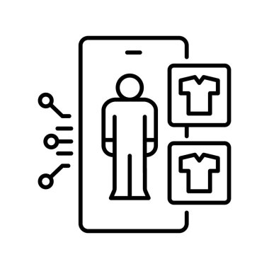 Dijital ve yazdırma projeleri için siyah çizgi simgesi üzerinde sanal deneme. Uygulamalar ve web siteleri için en az temiz simgeler. UI UX ve markalaşma için modern basit simgeler