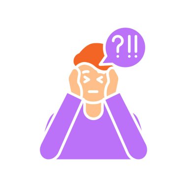 Dijital ve yazdırma projeleri için anksiyete duygu rengi düz simgesi. Uygulamalar ve web siteleri için en az temiz simgeler. UI UX ve markalaşma için modern basit simgeler