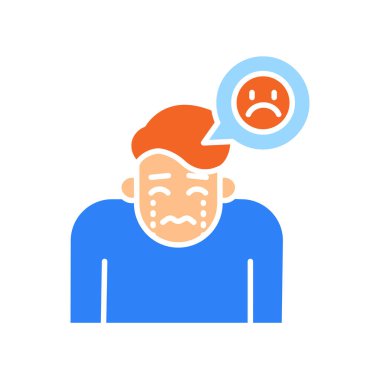 Dijital ve yazdırma projeleri için hüzünlü duygu renk simgesi. Uygulamalar ve web siteleri için en az temiz simgeler. UI UX ve markalaşma için modern basit simgeler