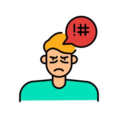 Dijital ve yazdırma projeleri için öfke duygu renk çizgisi simgesi. Uygulamalar ve web siteleri için en az temiz simgeler. UI UX ve markalaşma için modern basit simgeler