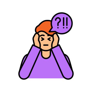 Dijital ve yazdırma projeleri için anksiyete duygu renk çizgisi simgesi. Uygulamalar ve web siteleri için en az temiz simgeler. UI UX ve markalaşma için modern basit simgeler