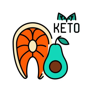 Dijital ve yazdırma projeleri için keto diyet renk çizgisi simgesi. Uygulamalar ve web siteleri için en az temiz simgeler. UI UX ve mardin için modern basit simgeler