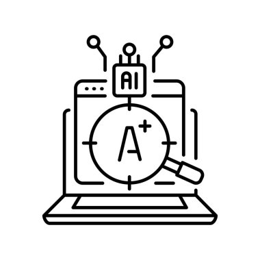 Dijital ve yazdırma projeleri için otomatik not verme atamaları siyah çizgi simgesi. Uygulamalar ve web siteleri için en az temiz simgeler. UI UX ve markalaşma için modern basit simgeler