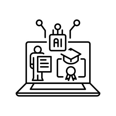 Kişisel öğrenim öğrencileri dijital ve yazdırma projeleri için siyah çizgi simgesi. Uygulamalar ve web siteleri için en az temiz simgeler. UI UX ve markalaşma için modern basit simgeler