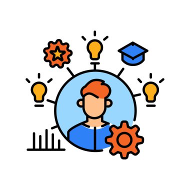 Dijital ve yazdırma projeleri için öğrenci bilgi seviyesi renk çizgisi simgesi değerlendirmesi. Uygulamalar ve web siteleri için en az temiz simgeler. UI UX ve markalaşma için modern basit simgeler