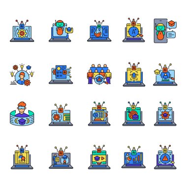 Kişisel öğrenim öğrencileri dijital ve yazdırma projeleri için siyah çizgi simgesi. Uygulamalar ve web siteleri için en az temiz simgeler. UI UX ve markalaşma için modern basit simgeler