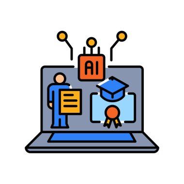 Dijital ve yazdırma projeleri için kişiselleştirilmiş öğrenme öğrencilerinin renk çizgisi simgesi. Uygulamalar ve web siteleri için en az temiz simgeler. UI UX ve markalaşma için modern basit simgeler