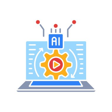 Dijital ve yazdırma projeleri için otomatik öğrenme materyalleri renk düz simgesi. Uygulamalar ve web siteleri için en az temiz simgeler. UI UX ve markalaşma için modern basit simgeler