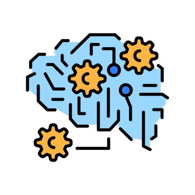 Dijital ve yazdırma projeleri için Derin Öğrenme renk çizgisi simgesi. Uygulamalar ve web siteleri için en az temiz simgeler. UI UX ve markalaşma için modern basit simgeler