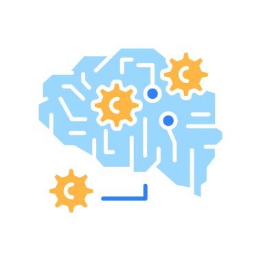 Dijital ve yazdırma projeleri için Deep Learning renk düz simgesi. Uygulamalar ve web siteleri için en az temiz simgeler. UI UX ve markalaşma için modern basit simgeler