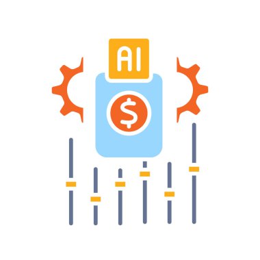 Dijital ve yazdırma projeleri için dinamik fiyat optimizasyonu renk düz simgesi. Uygulamalar ve web siteleri için en az temiz simgeler. UI UX ve markalaşma için modern basit simgeler