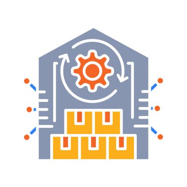 Dijital ve yazdırma projeleri için envanter yönetimi renk düz simgesi. Uygulamalar ve web siteleri için en az temiz simgeler. UI UX ve markalaşma için modern basit simgeler