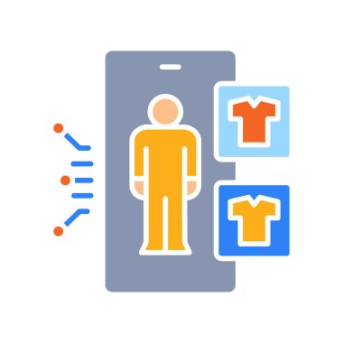 Dijital ve yazdırma projeleri için renkli düz simge üzerinde sanal deneme. Uygulamalar ve web siteleri için en az temiz simgeler. UI UX ve markalaşma için modern basit simgeler