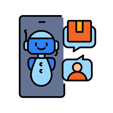 Yapay zeka sohbet robotları dijital ve yazdırma projeleri için renk çizgisi simgesi. Uygulamalar ve web siteleri için en az temiz simgeler. UI UX ve markalaşma için modern basit simgeler
