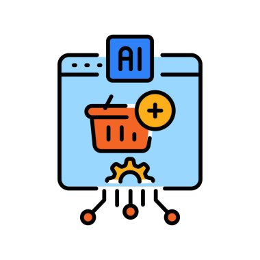 Dijital ve yazdırma projeleri için tamamlayıcı ürün öneri renk çizgisi simgesi. Uygulamalar ve web siteleri için en az temiz simgeler. UI UX ve markalaşma için modern basit simgeler