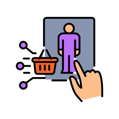 Dijital ve yazdırma projeleri için müşteri davranış analizi renk çizgisi simgesi. Uygulamalar ve web siteleri için en az temiz simgeler. UI UX ve markalaşma için modern basit simgeler