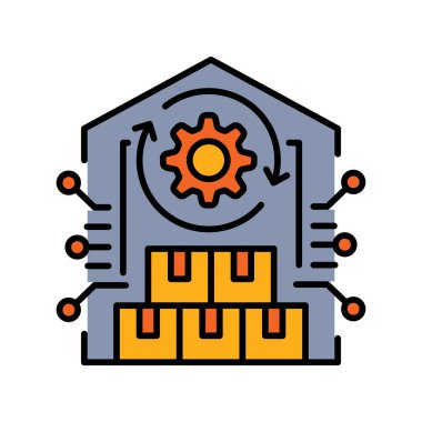 Dijital ve yazdırma projeleri için envanter yönetimi renk çizgisi simgesi. Uygulamalar ve web siteleri için en az temiz simgeler. UI UX ve markalaşma için modern basit simgeler