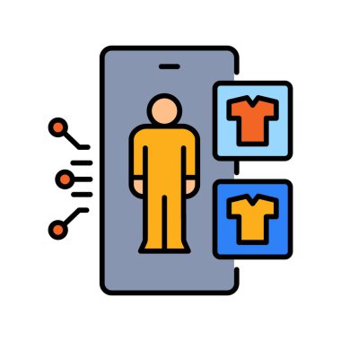 Dijital ve yazdırma projeleri için renk çizgisi simgesi üzerinde sanal deneme. Uygulamalar ve web siteleri için en az temiz simgeler. UI UX ve markalaşma için modern basit simgeler