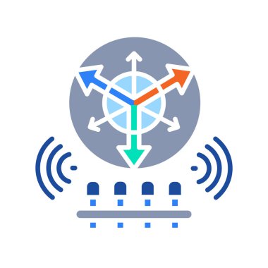 Dijital ve yazdırma projeleri için ivmeölçer renk düz simgesi. Uygulamalar ve web siteleri için en az temiz simgeler. UI UX ve markalaşma için modern basit simgeler