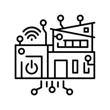 Yönetim akıllı ev hattı simgesi. Vektör izole eleman. Düzenlenebilir vuruş.
