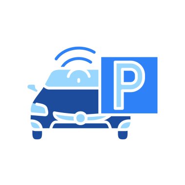 Otomatik park yönetimi renk simgesi. Vektör izole eleman. Düzenlenebilir vuruş.