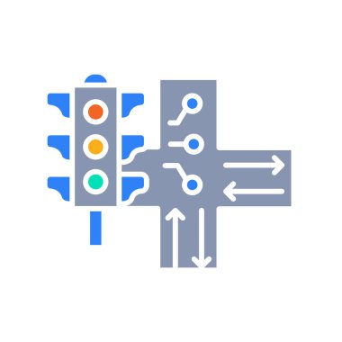 Dijital ve yazdırma projeleri için trafik ışığı optimizasyonu renk düz simgesi. Uygulamalar ve web siteleri için en az temiz simgeler. UI UX ve markalaşma için modern basit simgeler
