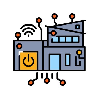 Yönetim akıllı ev renk çizgisi simgesi. Vektör izole eleman. Düzenlenebilir vuruş.