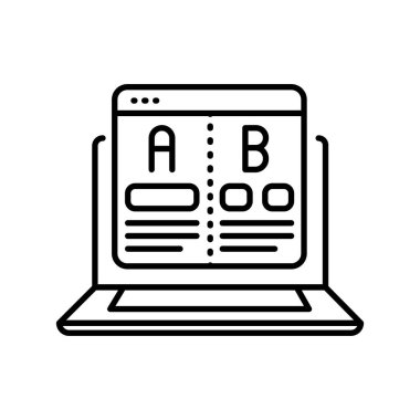 AI AB dijital ve yazdırma projeleri için siyah çizgi simgesini test ediyor. Uygulamalar ve web siteleri için en az temiz simgeler. UI UX ve markalaşma için modern basit simgeler