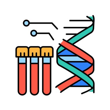 Dijital ve baskı projeleri için genetik test siyah çizgi simgesi. Uygulamalar ve web siteleri için en az temiz simgeler. UI UX ve markalaşma için modern basit simgeler
