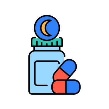 Dijital ve yazdırma projeleri için melatonin optimizasyon renk düz simgesi. Uygulamalar ve web siteleri için en az temiz simgeler. UI UX ve markalaşma için modern basit simgeler