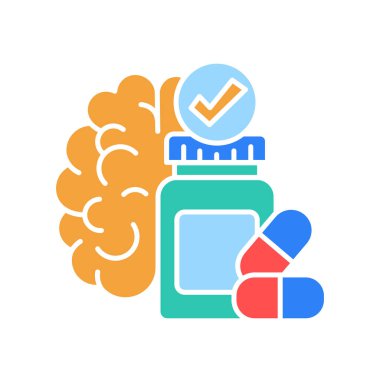 dijital ve yazdırma projeleri için nootropics renk düz simgesi. Uygulamalar ve web siteleri için en az temiz simgeler. UI UX ve markalaşma için modern basit simgeler