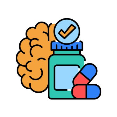 dijital ve yazdırma projeleri için nootropics renk çizgisi simgesi. Uygulamalar ve web siteleri için en az temiz simgeler. UI UX ve markalaşma için modern basit simgeler