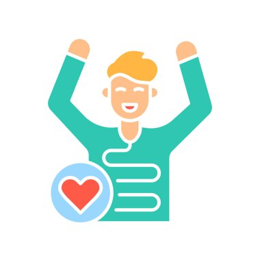 Dijital ve yazdırma projeleri için Gut Health renk düz simgesi. Uygulamalar ve web siteleri için en az temiz simgeler. UI UX ve markalaşma için modern basit simgeler