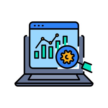 Dijital ve yazdırma projeleri için program performans analiz renk çizgisi simgesi. Uygulamalar ve web siteleri için en az temiz simgeler. UI UX ve markalaşma için modern basit simgeler