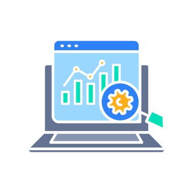 Dijital ve yazdırma projeleri için program performans analizi renk düz simgesi. Uygulamalar ve web siteleri için en az temiz simgeler. UI UX ve markalaşma için modern basit simgeler