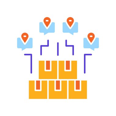 Dijital ve yazdırma projeleri için dağıtım hizmeti renk düz simgesi için yol optimizasyonu. Uygulamalar ve web siteleri için en az temiz simgeler. UI UX ve markalaşma için modern basit simgeler