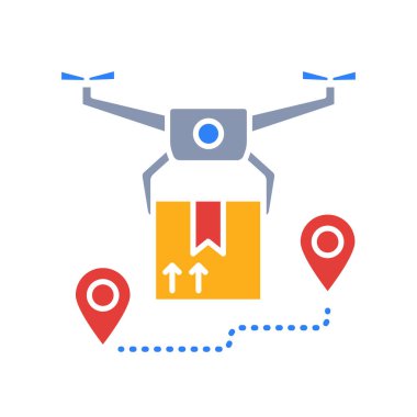 İHA tabanlı dağıtım sistemleri dijital ve yazdırma projeleri için düz renkli simge. Uygulamalar ve web siteleri için en az temiz simgeler. UI UX ve markalaşma için modern basit simgeler