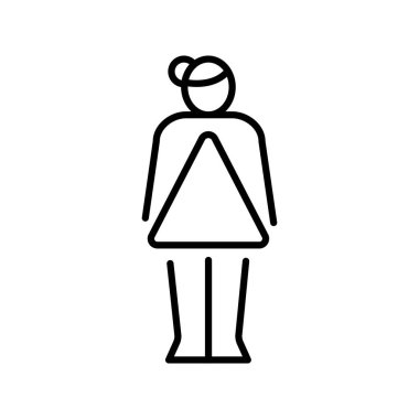 Dijital ve yazdırma projeleri için üçgen kadın tipi siyah çizgi ikonu. Uygulamalar ve web siteleri için en az temiz simgeler. UI UX ve markalaşma için modern basit simgeler