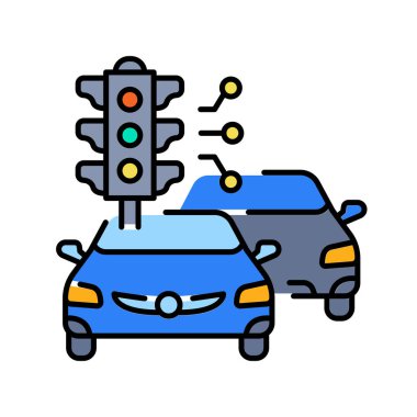 Dijital ve yazdırma projeleri için otomatik trafik kontrol renk çizgisi simgesi. Uygulamalar ve web siteleri için en az temiz simgeler. UI UX ve markalaşma için modern basit simgeler