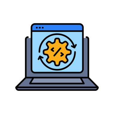 Dijital ve yazdırma projeleri için kod optimizasyon renk çizgisi simgesi. Uygulamalar ve web siteleri için en az temiz simgeler. UI UX ve markalaşma için modern basit simgeler
