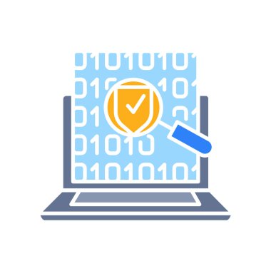 Dijital ve yazdırma projeleri için kod güvenlik analizi renk simgesi. Uygulamalar ve web siteleri için en az temiz simgeler. UI UX ve markalaşma için modern basit simgeler