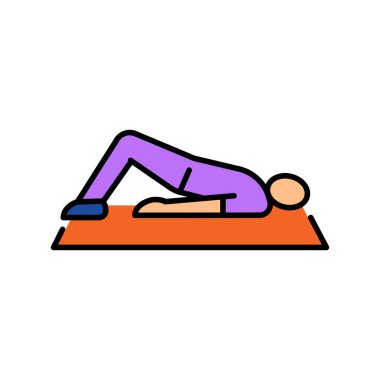 Dijital ve yazdırma projeleri için glute bridge renk düz simgesi. Uygulamalar ve web siteleri için en az temiz simgeler. UI UX ve markalaşma için modern basit simgeler