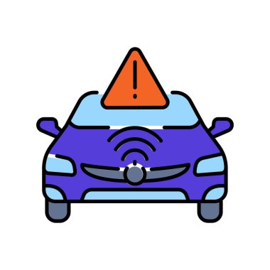 Dijital ve yazdırma projeleri için yol tehlike algılama renk düz simgesi. Uygulamalar ve web siteleri için en az temiz simgeler. UI UX ve markalaşma için modern basit simgeler